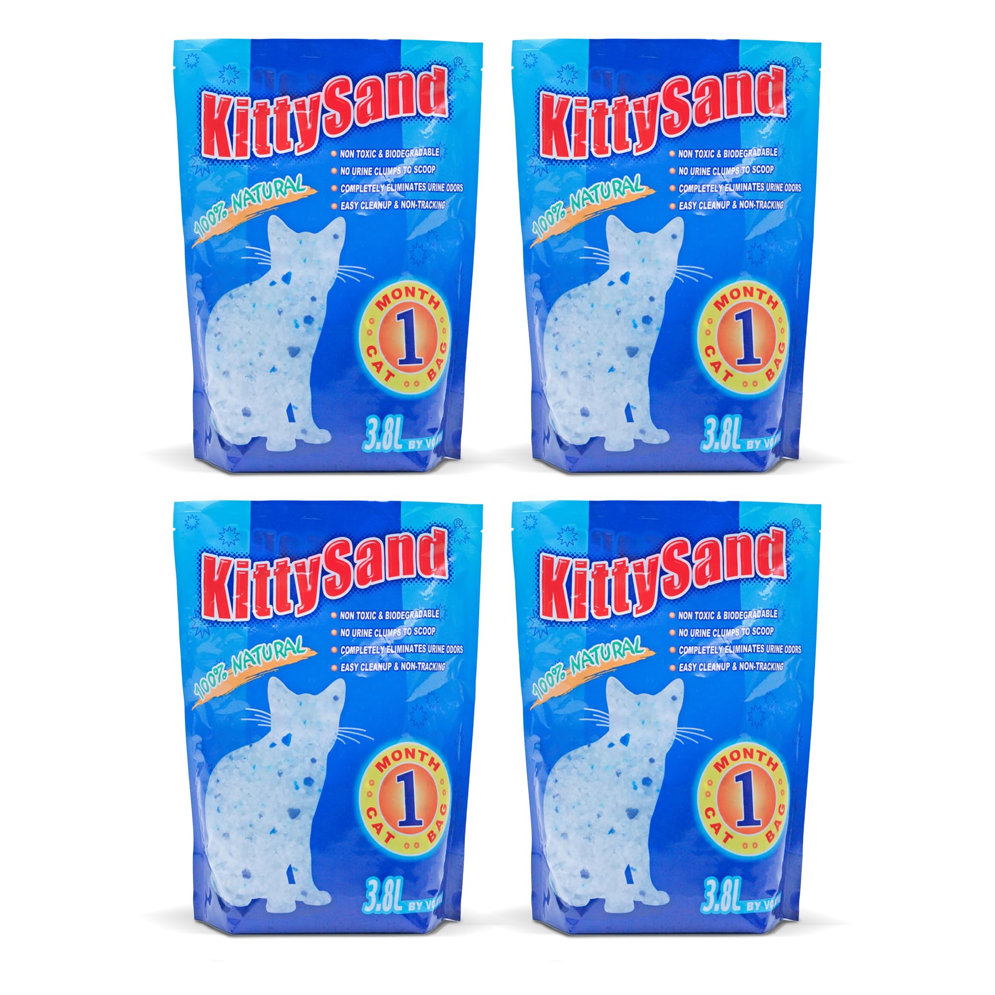 Sponsored Ad – KittySand 100% Natural Silica Crystal Premium Quality, Odor Control, Low Dust Cat Litter 3.8L Plain - Pack of 4