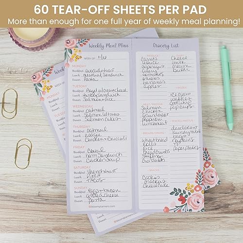 Miniatura 3 de bloom daily planners - Bloc de notas semanal para planificar las comidas con imanes para el refrigerador, incluye una Lista de compras de