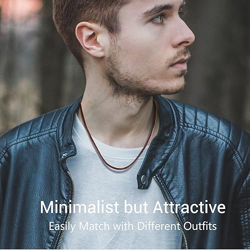 Miniatura 2 de PROSTEEL Collar de cuero trenzado de cuerda encerada de 16 a 30 pulgadas, cierre duradero de acero inoxidable, cadena de cuerda de cera tejida para