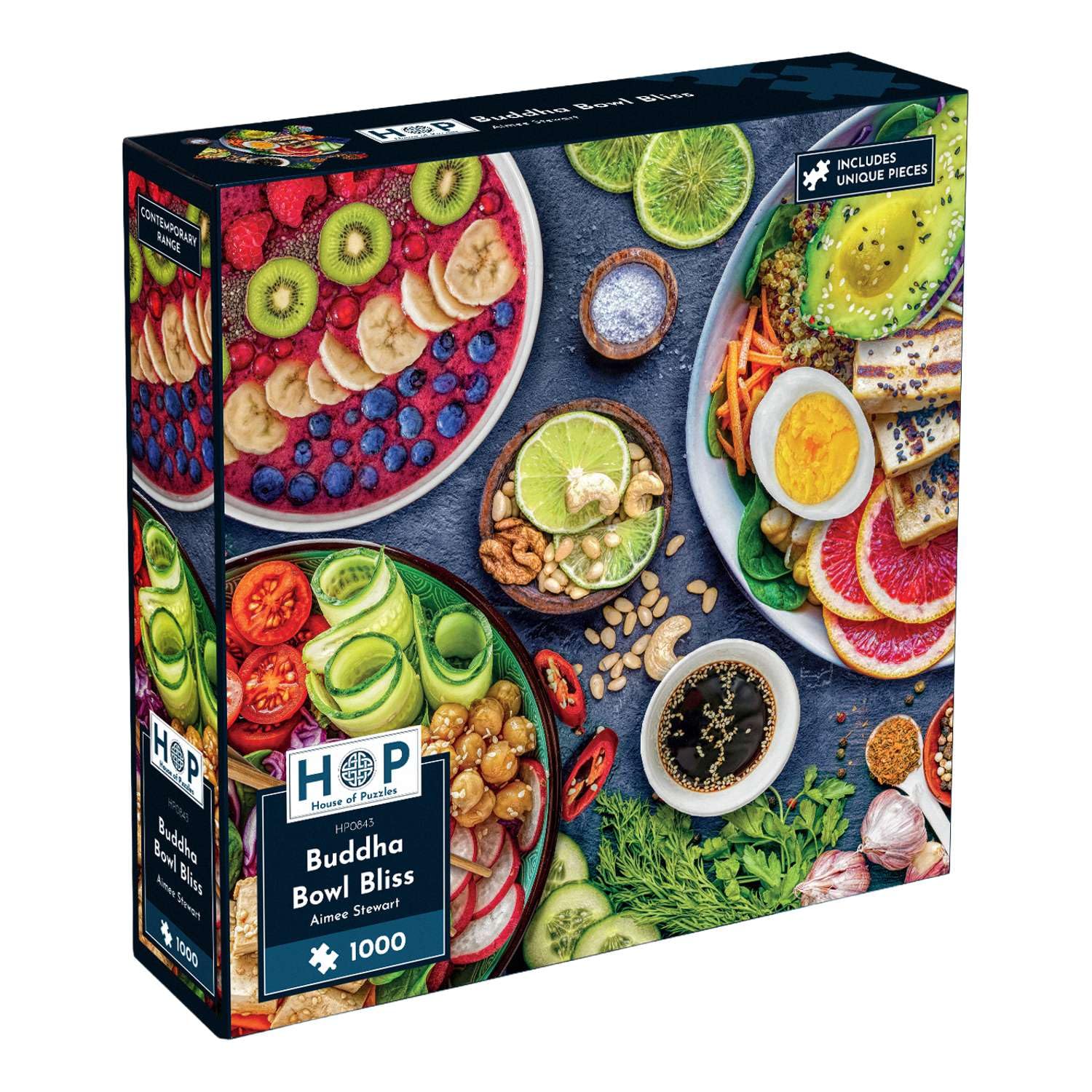 The House of Puzzles Buddha Bowl Bliss 1000 Piece Puzzle | Food Themed Jigsaw | Contemporary Jigsaws for Adults with Unique Shape Pieces | Brain Challenge & Relaxing Activity | Family Puzzling Gifts