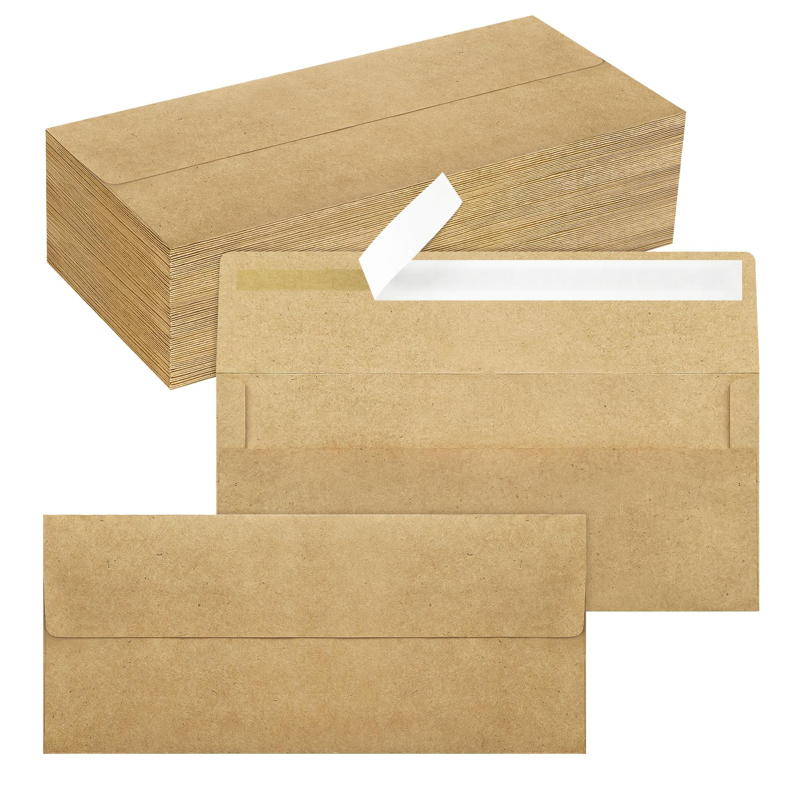 100 Stück #10 Business-Umschläge, selbstklebende Standard-Kraftpapier-Umschläge für sicheren geschäftlichen und rechtlichen Versand, Büro, Schecks, Briefe, Rechnungen, 11,4 x 24,9 cm