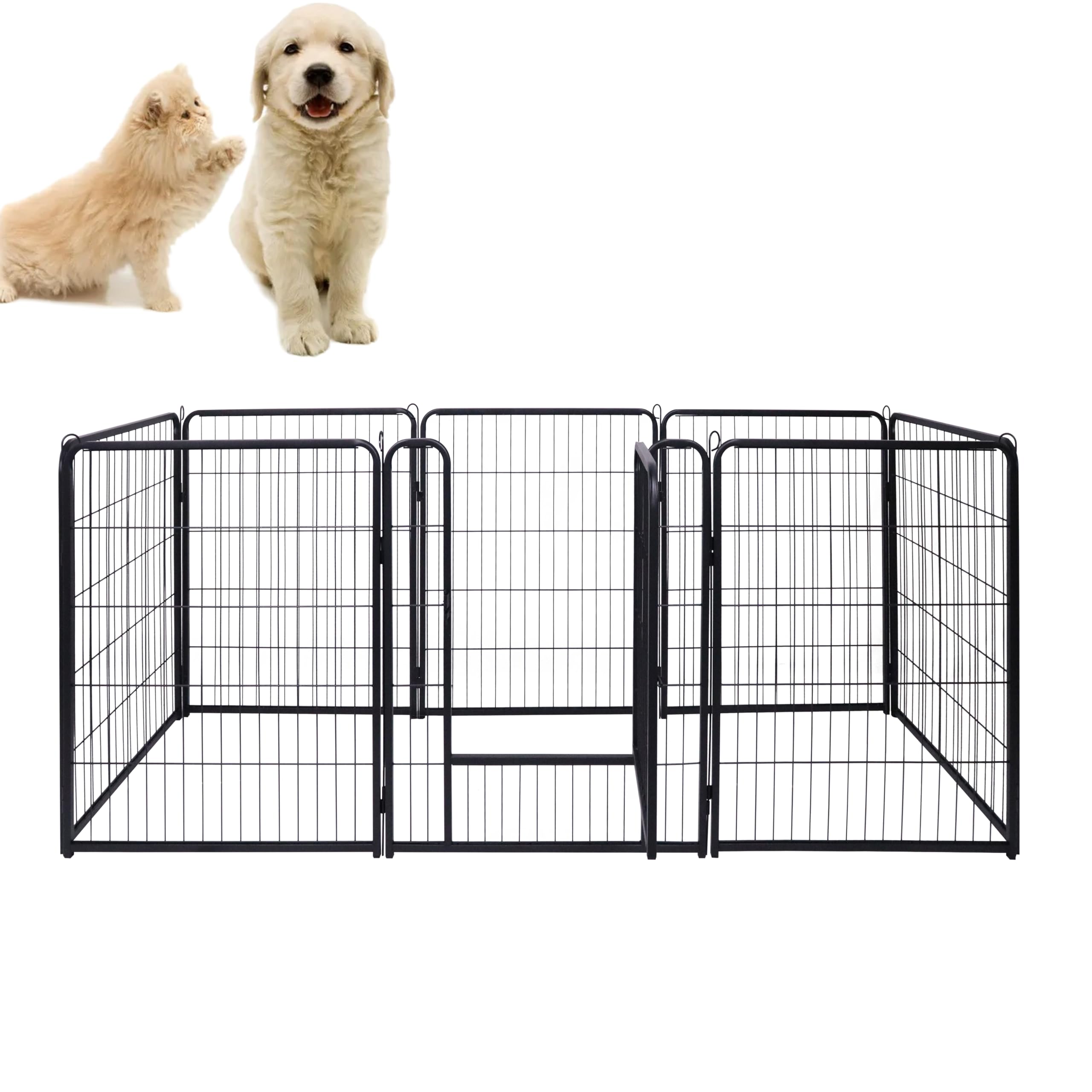 AufuN 8-TLG Corral Plegable para Cachorros con Puerta para Perros, Conejos, pequeños Animales, Gato, 80 cm de Alto, Cierre automático