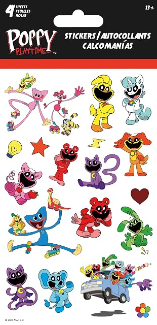Poppy Play Time Capítulo 3 - Playtime Friends - Juego de 4 hojas de pegatinas estándar