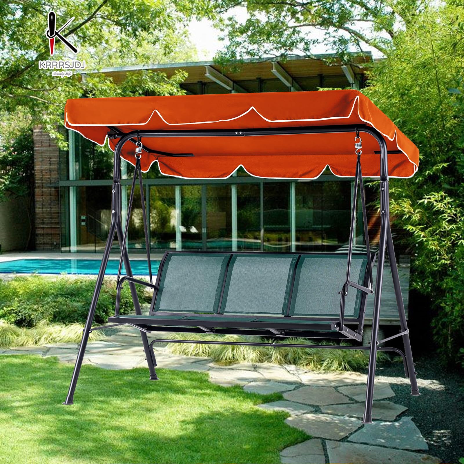 Hollywoodschaukel Dachbezug 210 x145 cm Wasserdicht,Hollywood Swing Ersatzdach Winddicht, Dauerhaft Hollywoodschaukel Ersatzdach Reißfest, Polyestertuch Anti-UV Staubdicht (210 * 145cm,Orange)
