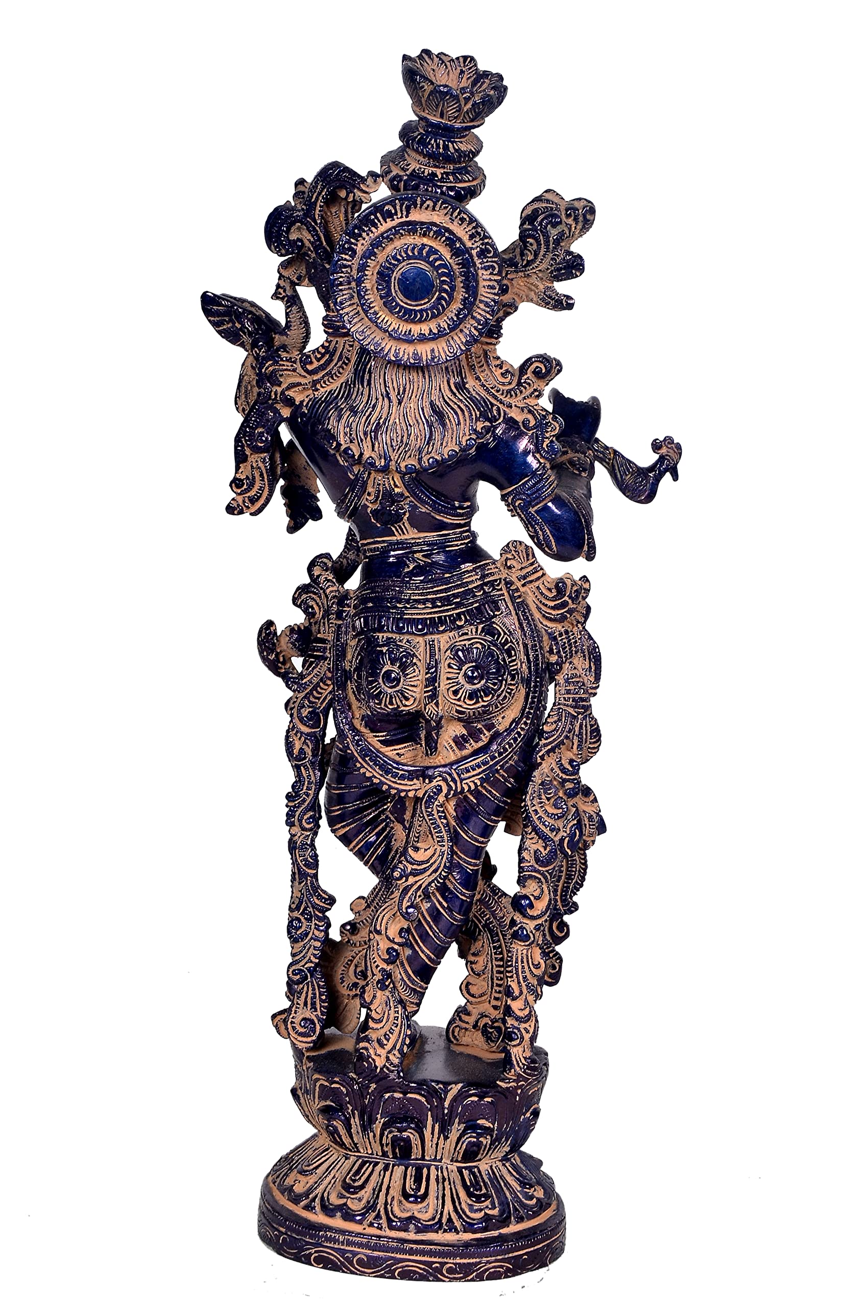 Dattatreya Brass Lord Krishna Idol Statue Puja Home Office Decor Showpiece for Gifting Blue Height 14.5 Inches 2