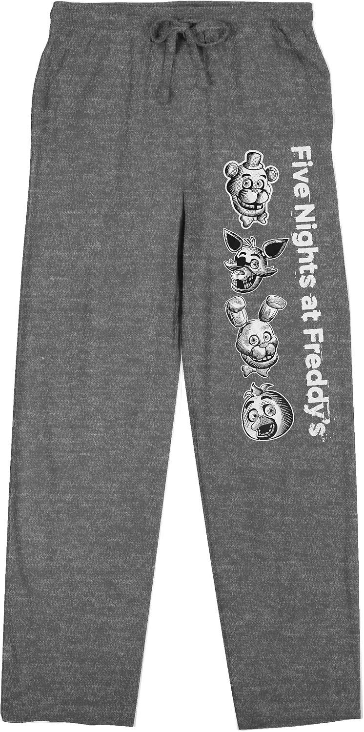 Five Nights At Freddy's Character Heads Women's Gray Heather Sleep Pajama Pants