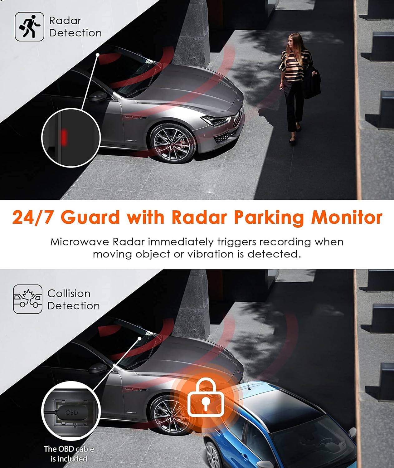 Prоmо 40% оƒƒ Vantrue T3 1520P 24/7 Dash Cam with Radar Motion Detection Parking Mode, Super Capacitor Car Dashboard Camera with Night Vision, OBD Hardwired Cable, 160° Wide Angle, Support up to 256GB