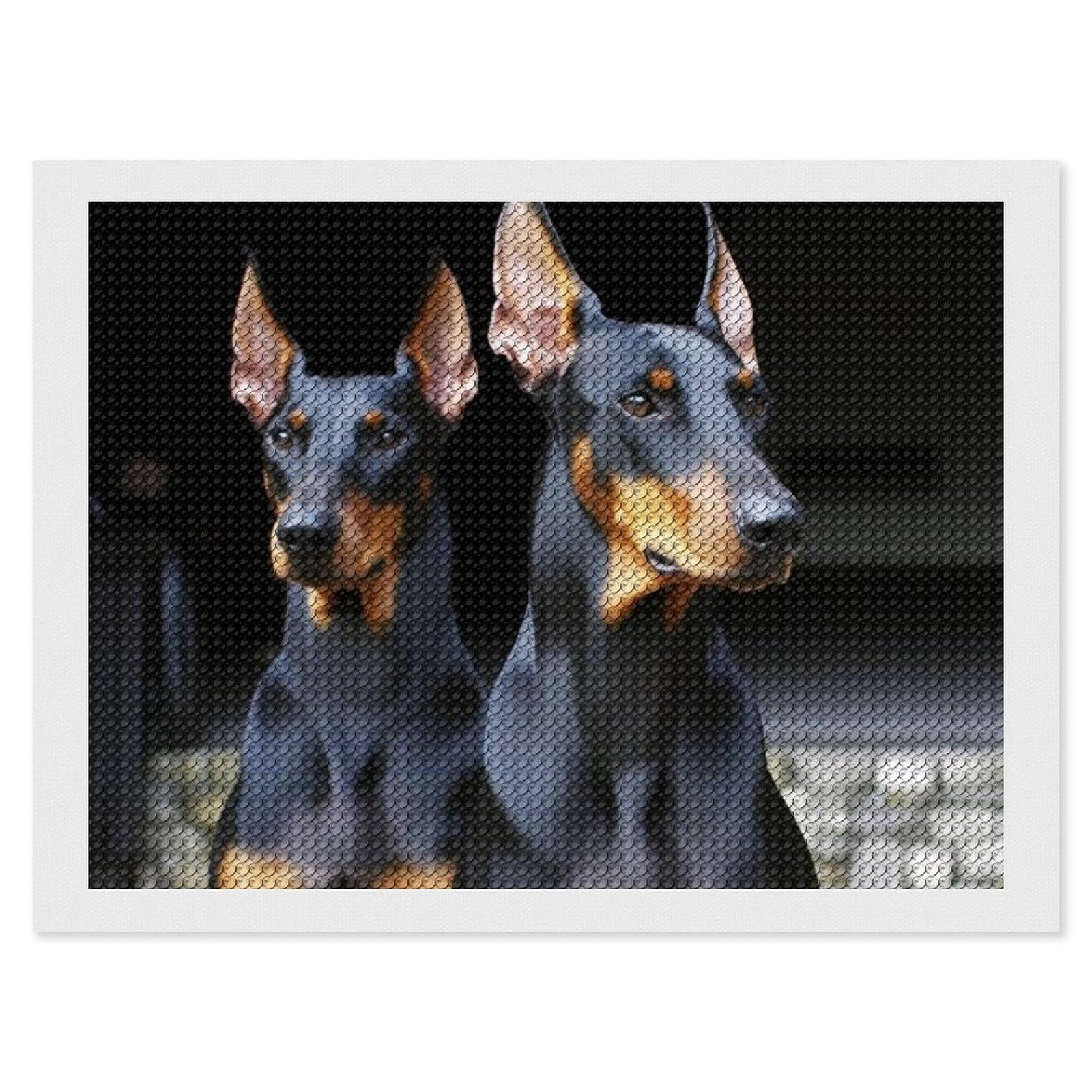NONHAI Diamond Painting Kits for Adults - DIY Diamond Art Kits for Beginners - Full 5D Paint Drill Diamond Dots Paintings- Doberman Diamonds Pictures Gem Art and Craft Wall Decor 12"x16"
