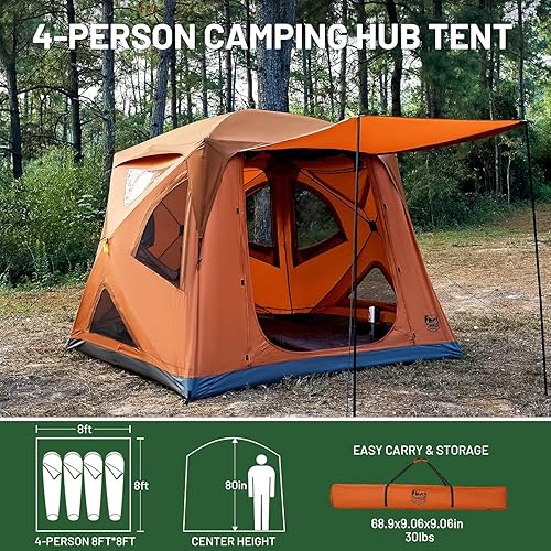 Miniatura 7 de TIMBER RIDGE Tienda de campaña desplegable instantánea para 4 personas, fácil instalación de 60 segundos, resistente a la intemperie, tienda de