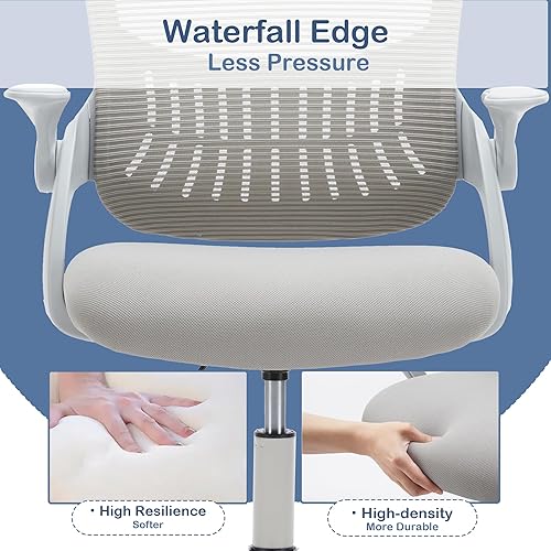 Miniatura 6 de Silla ergonómica de escritorio para oficina, silla de malla cómoda para computadora con reposabrazos abatibles y soporte lumbar ajustable, silla