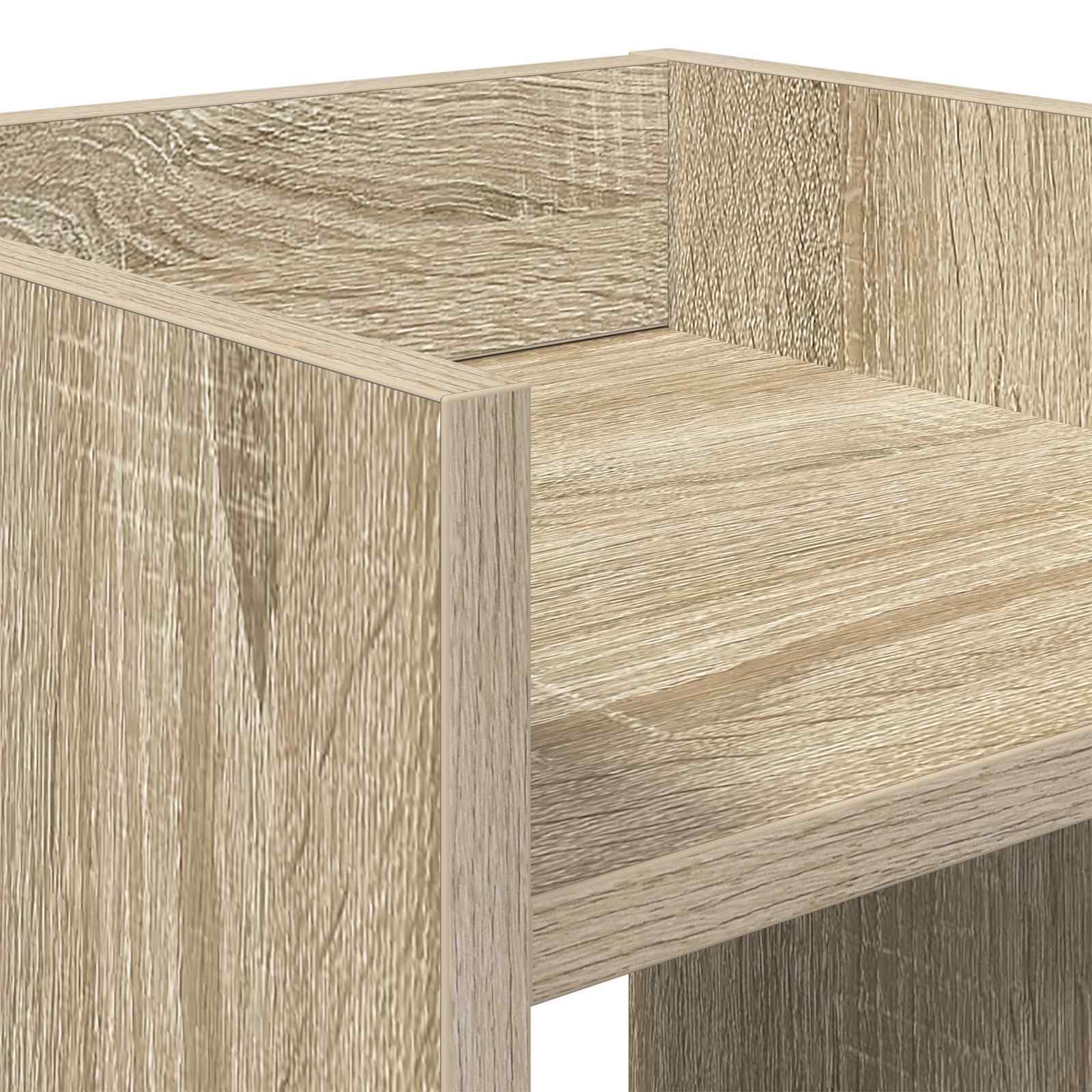 Supporto per piante in rovere Sonoma, 30 x 30 x 40 cm, in legno, moderno sgabello per fiori per interni, colonna quadrata salvaspazio con 2 ripiani, piccolo scaffale per fiori, effetto legno