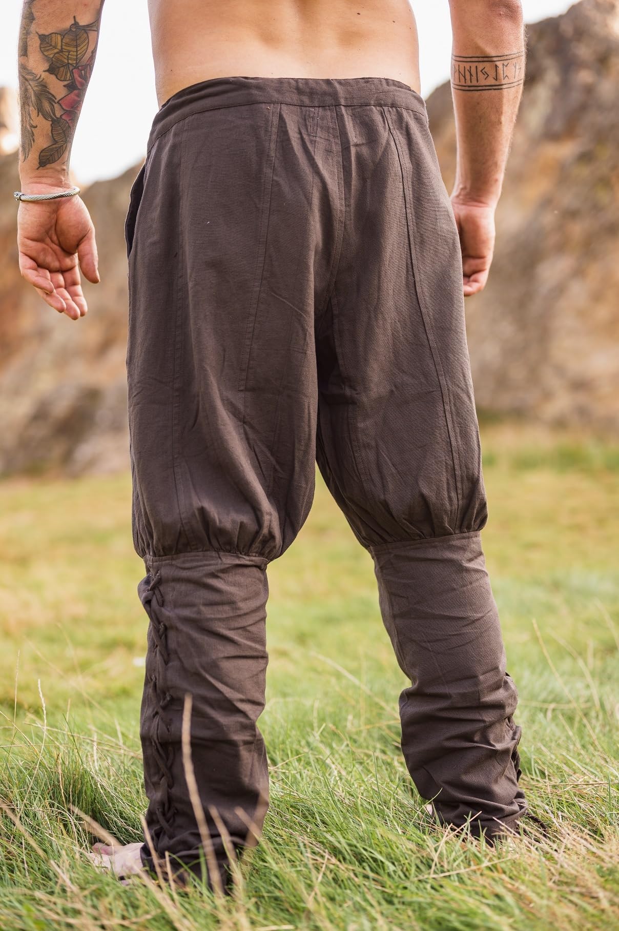 Leonardo Carbone® Magnus, pantaloni vichinghi, con lacci delle gambe, pantaloni da uomo, abbigliamento medievale, pantaloni vichinghi, costume, abbigliamento festival, LARP, cosplay, pantaloni per il