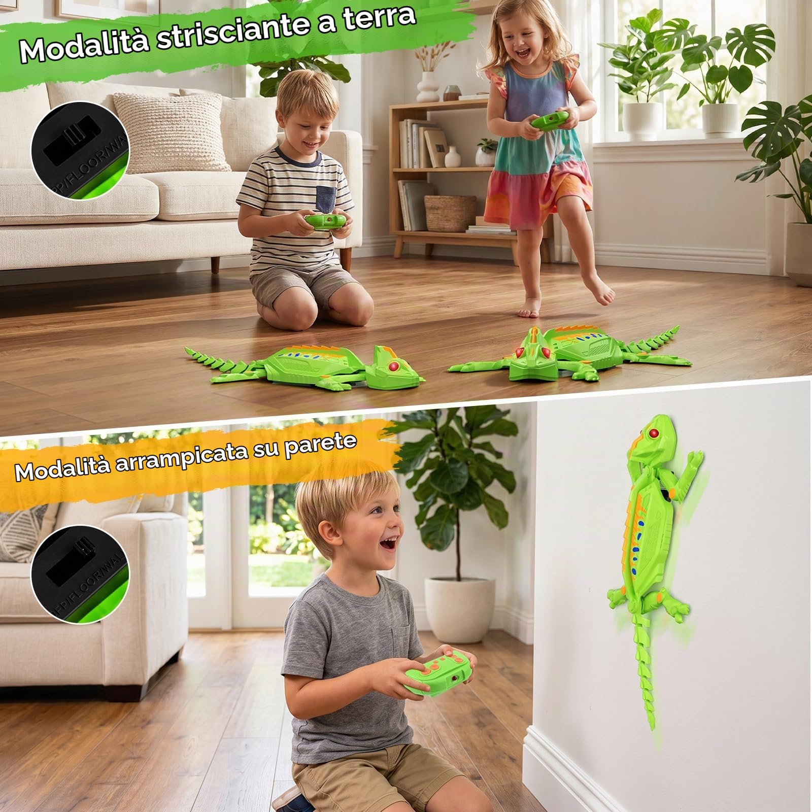 Geco Telecomandato, Lucertola Telecomandata con Ricaricabile con Cavetto USB, Movimenti Realistici, Direzione Regolabile, Regali Giocattoli interattiviper para Bambini 4 5 6 7 8+ Anni