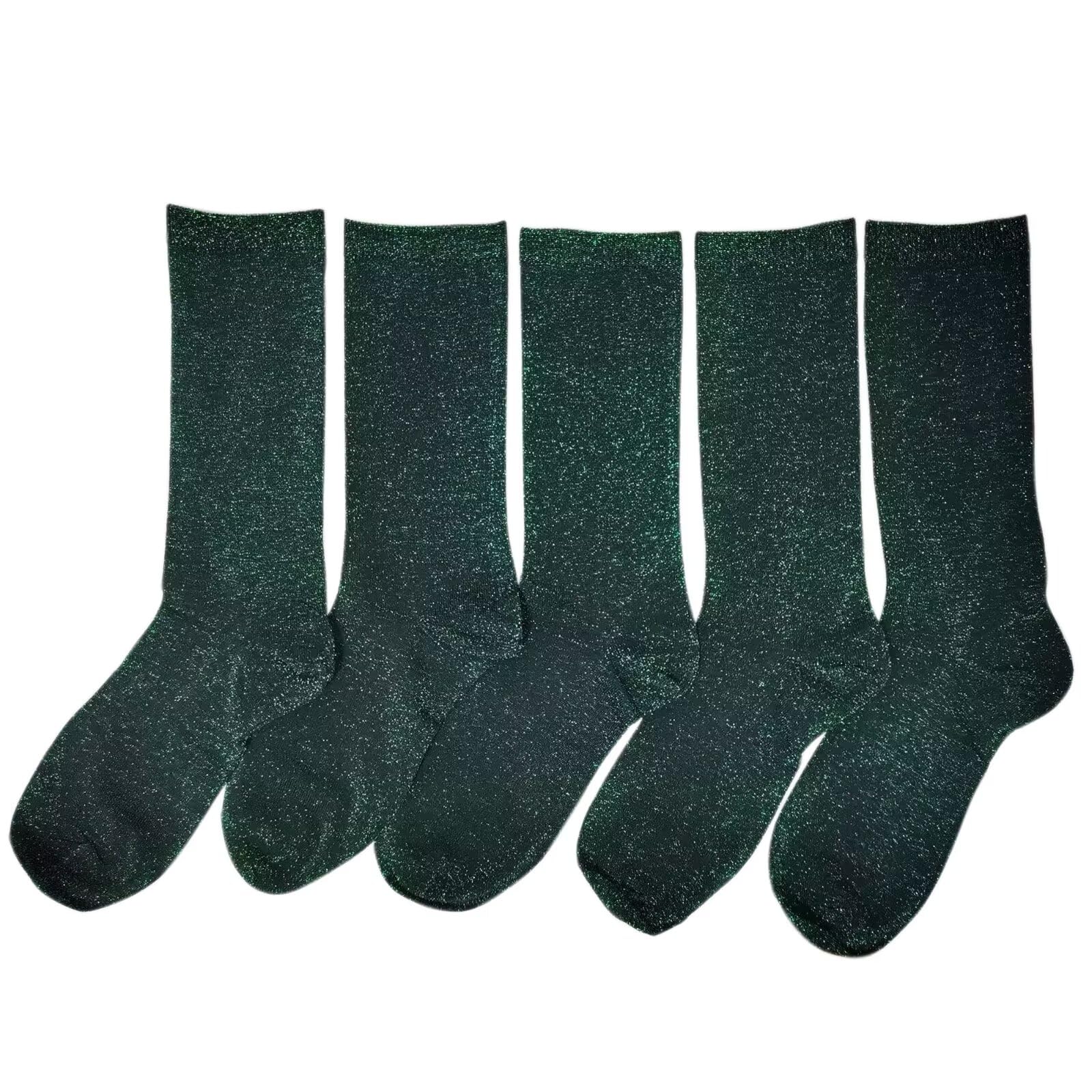 Cenast Unisex 5Pairs-Green 2 Pairs Women's Novelty Glitter Ankle Socks Casual Ladies Bright Retro Sox Piles Sock, One Size