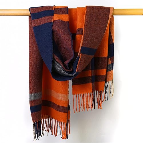 Miniatura 2 de Alidamo Bufanda de invierno con tacto de cachemira de lana con borla de pashmina, bufandas suaves, teñido anudado y a cuadros, colores sólidos