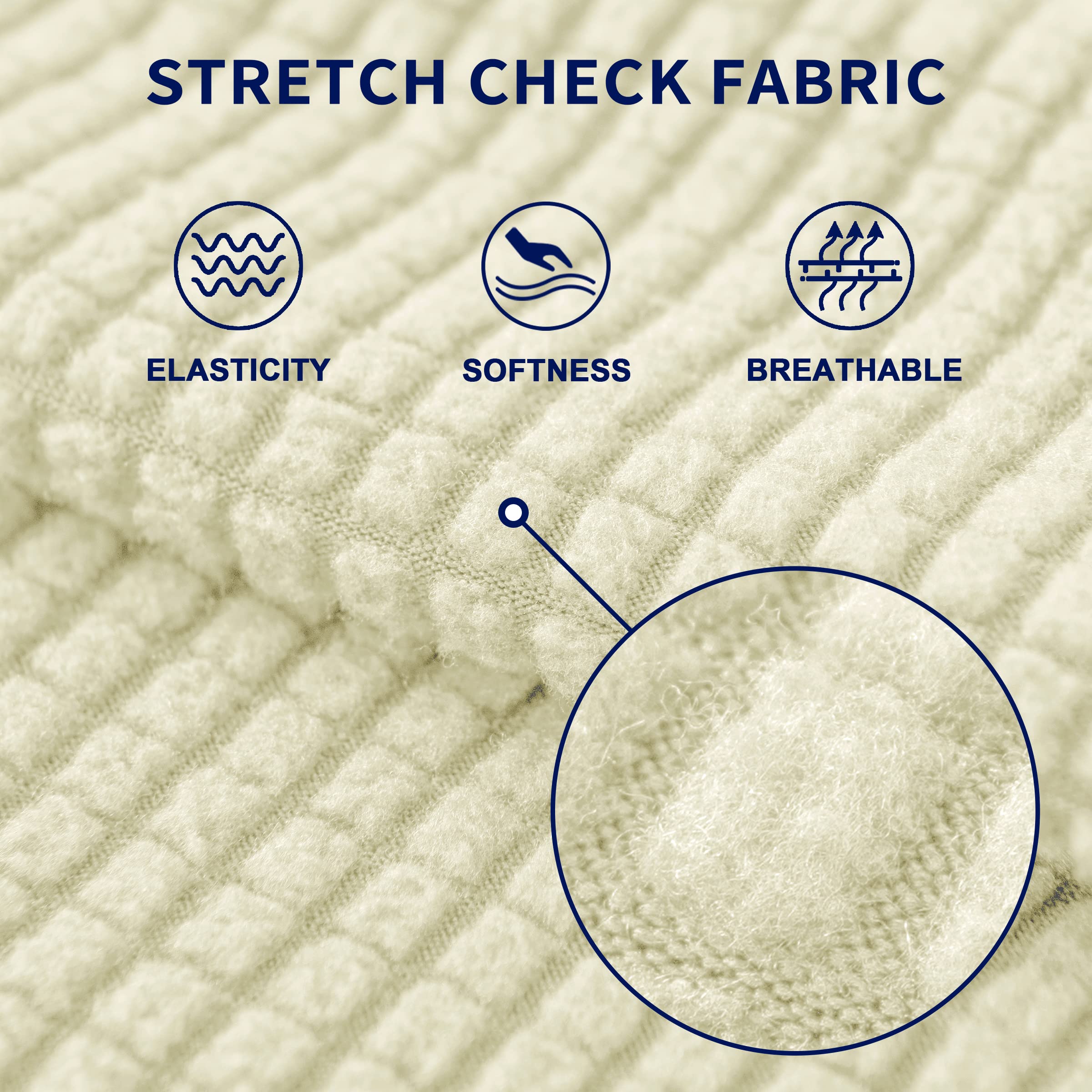 subrtex Stretch Couch Cover Set 1 Piece Sofa Slipcover with A Gift Cushion Cover for 4 Cushion Couch Oversize Sofa(Ivory,XL Sofa)