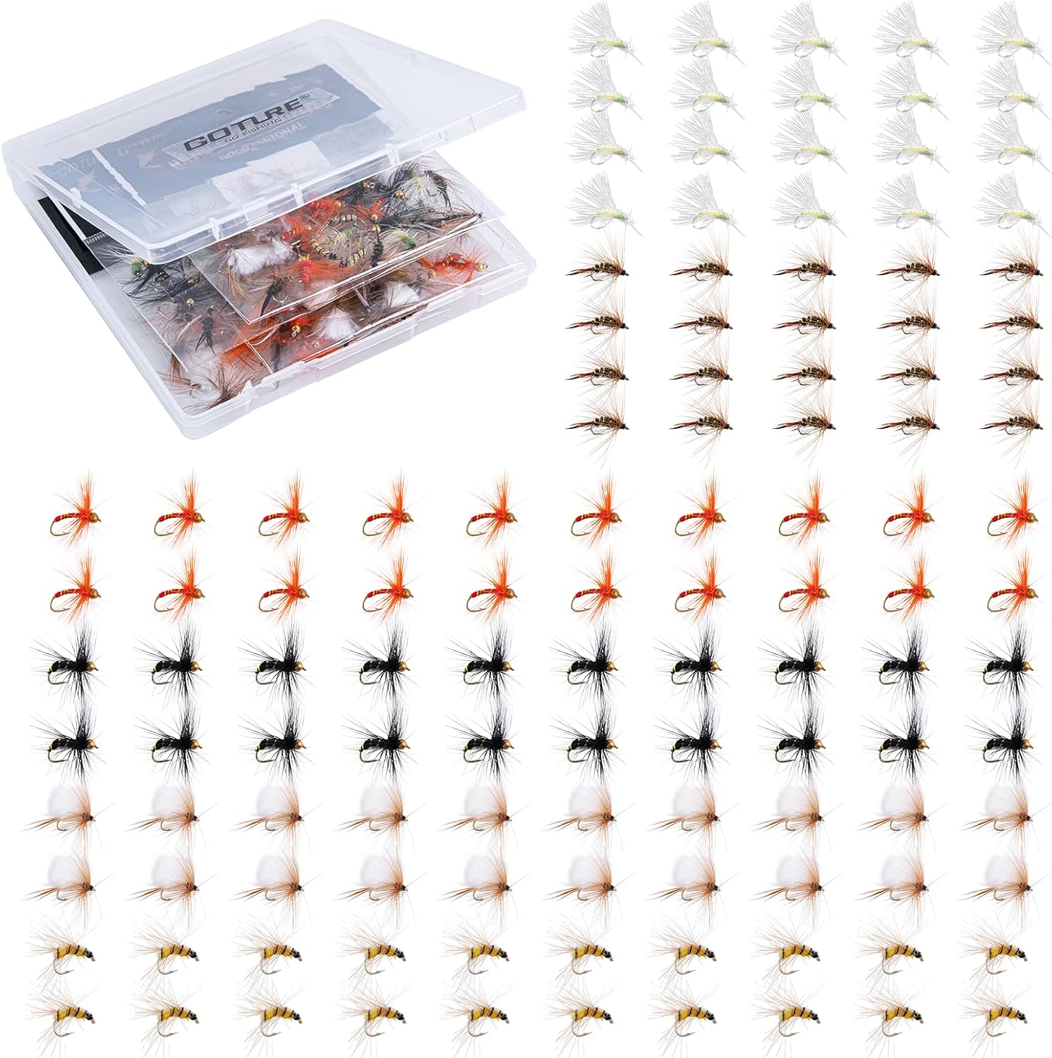 Goture Fly Fishing Flies Kit, 30pcs Dry Wet Flies Streamers Nymphs Fly Fishing Lures Assortment Kit for Bass Trout Steelhead Salmon, Gifts for Men