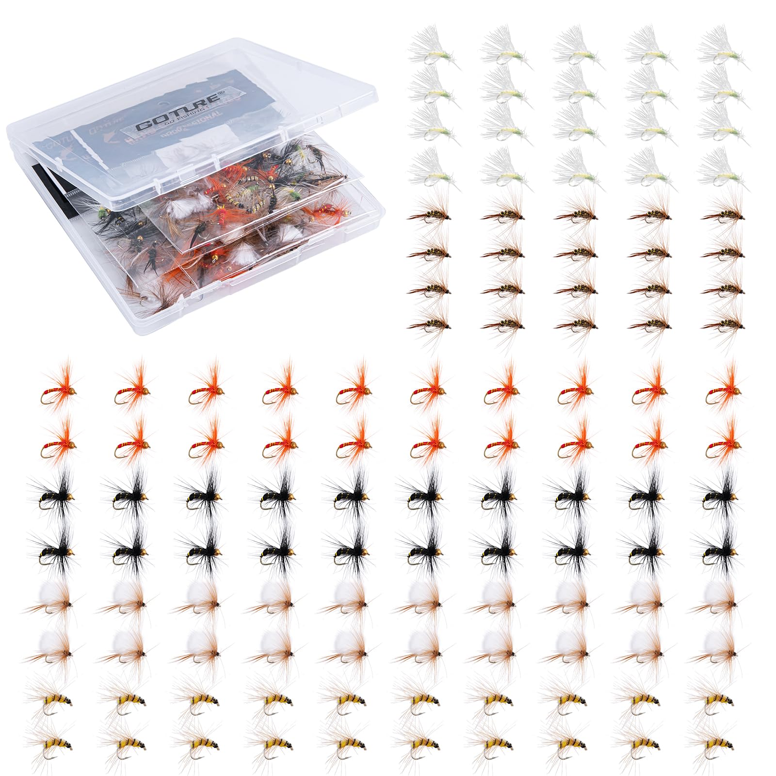 Goture Fly Fishing Flies Kit, 30pcs Dry Wet Flies Streamers Nymphs Fly Fishing Lures Assortment Kit for Bass Trout Steelhead Salmon, Gifts for Men