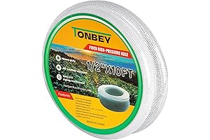 1/2" ID x 10 Ft High-Pressure Garden Hose