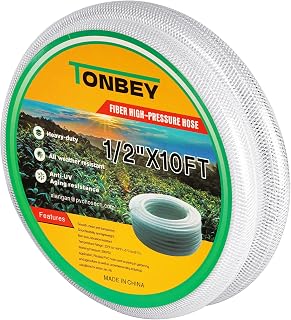 1/2" ID x 3/4" OD - 10 Ft Heavy Duty Clear Braided Plastic Vinyl Tubing - Reinforced Flexible PVC Hose, Non-Toxic, BPA Free