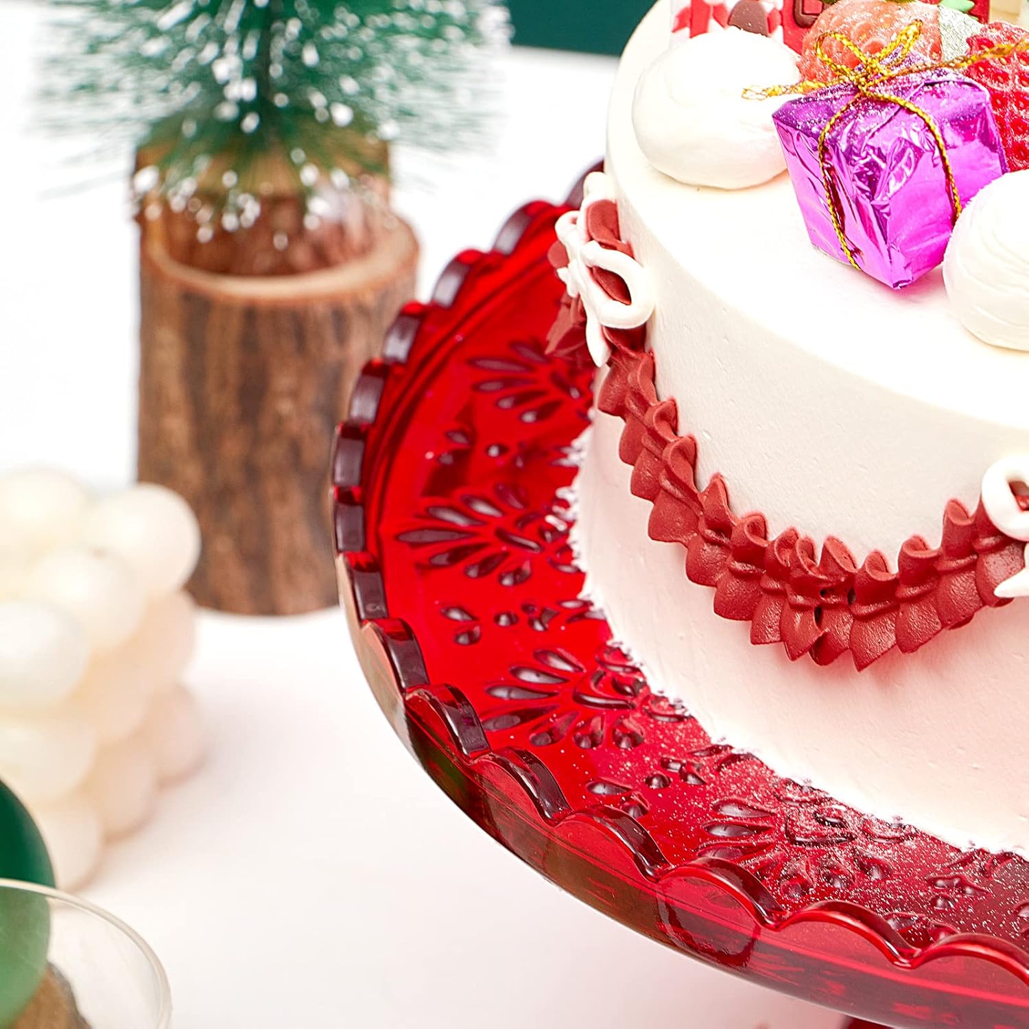 Hyperspace Vintage Glass Red Large Pedestal Cake Stand, 11.5 Inch