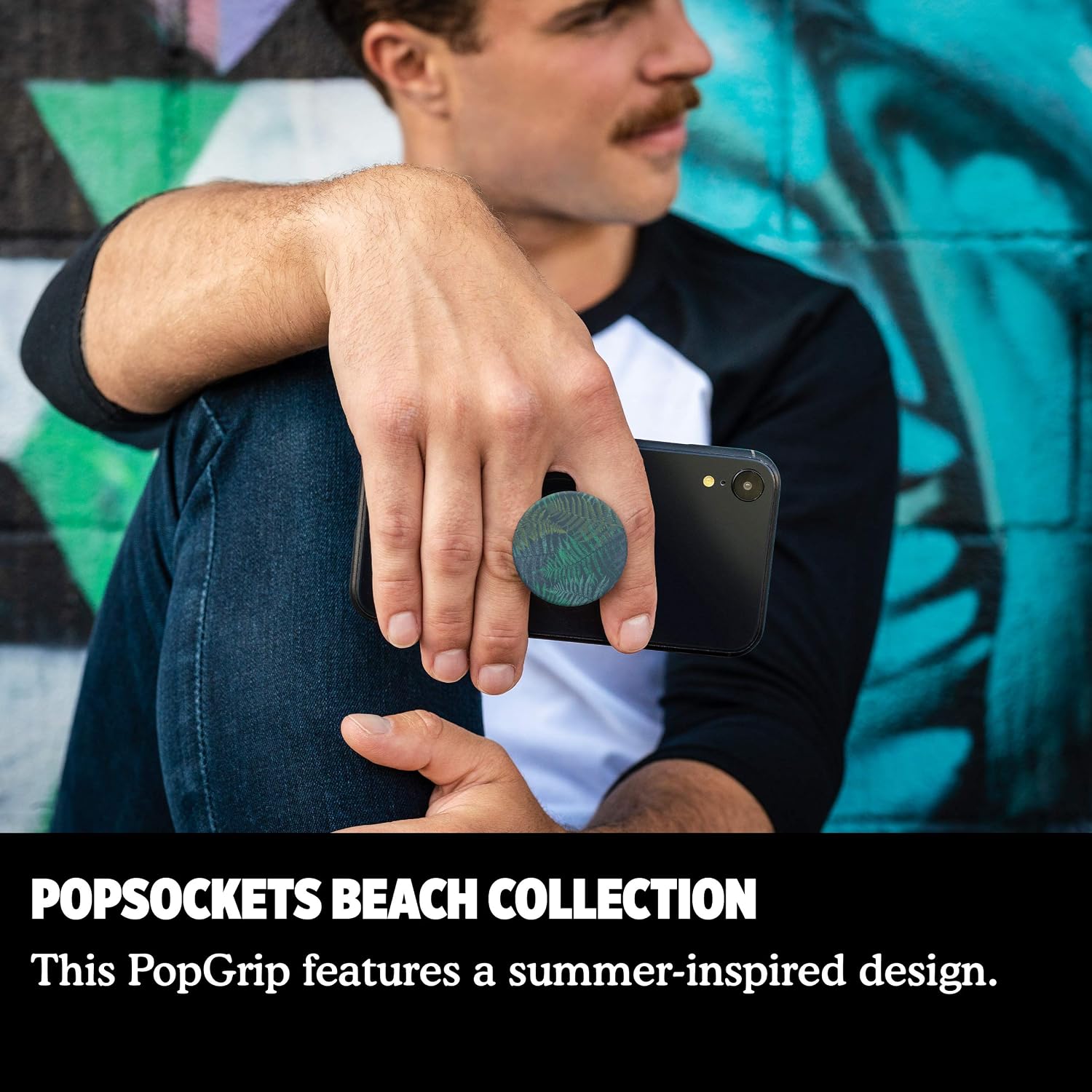 PopSockets PopGrip - Expanding Stand and Grip with Swappable Top - Palm Print