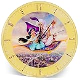 Mark Feldstein & Associates Aladdin and Jasmine Disney Kinkade Pale Yellow 12 inch Glass Round Wall Clock