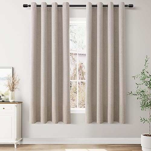 Miniatura 23 de Joywell Cortinas Opacas Totales de Lino Natural de Lino de 84 Pulgadas de Largo, con Ojales Aislamiento Térmico Oscurecimiento de Habitación