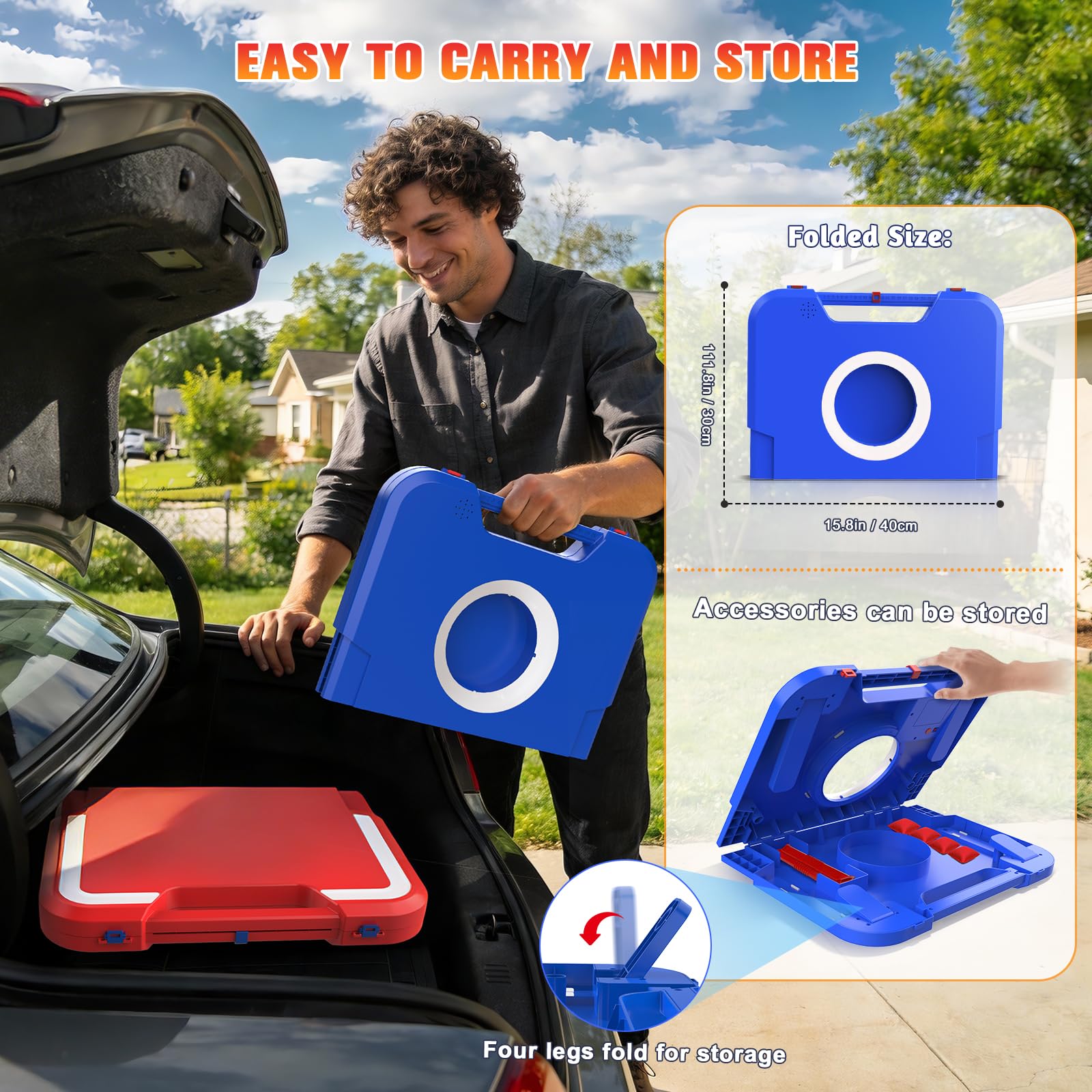 VATOS Tragbares Cornhole-Set mit LED-Lichtern & Soundeffekten, Punktanzeige, klappbar – 2 Spielbretter & 8 Beutel für Garten, Camping, Tailgate-Partys, Outdoor-Spiel für Kinder und Erwachsene