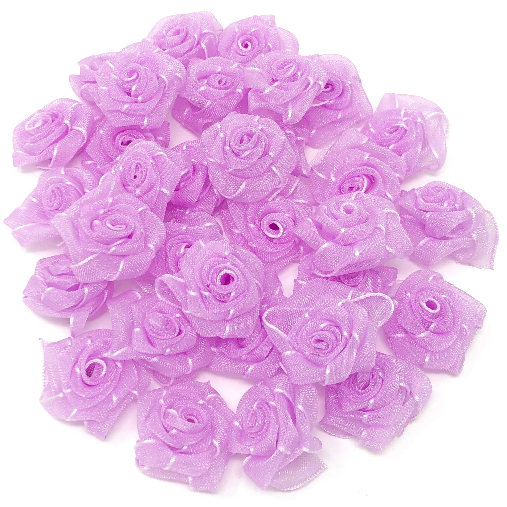 Wedding Touches Lilac Organza 25Mm Satin Ribbon Rose Flowers Decorative Craft Flowers (50)