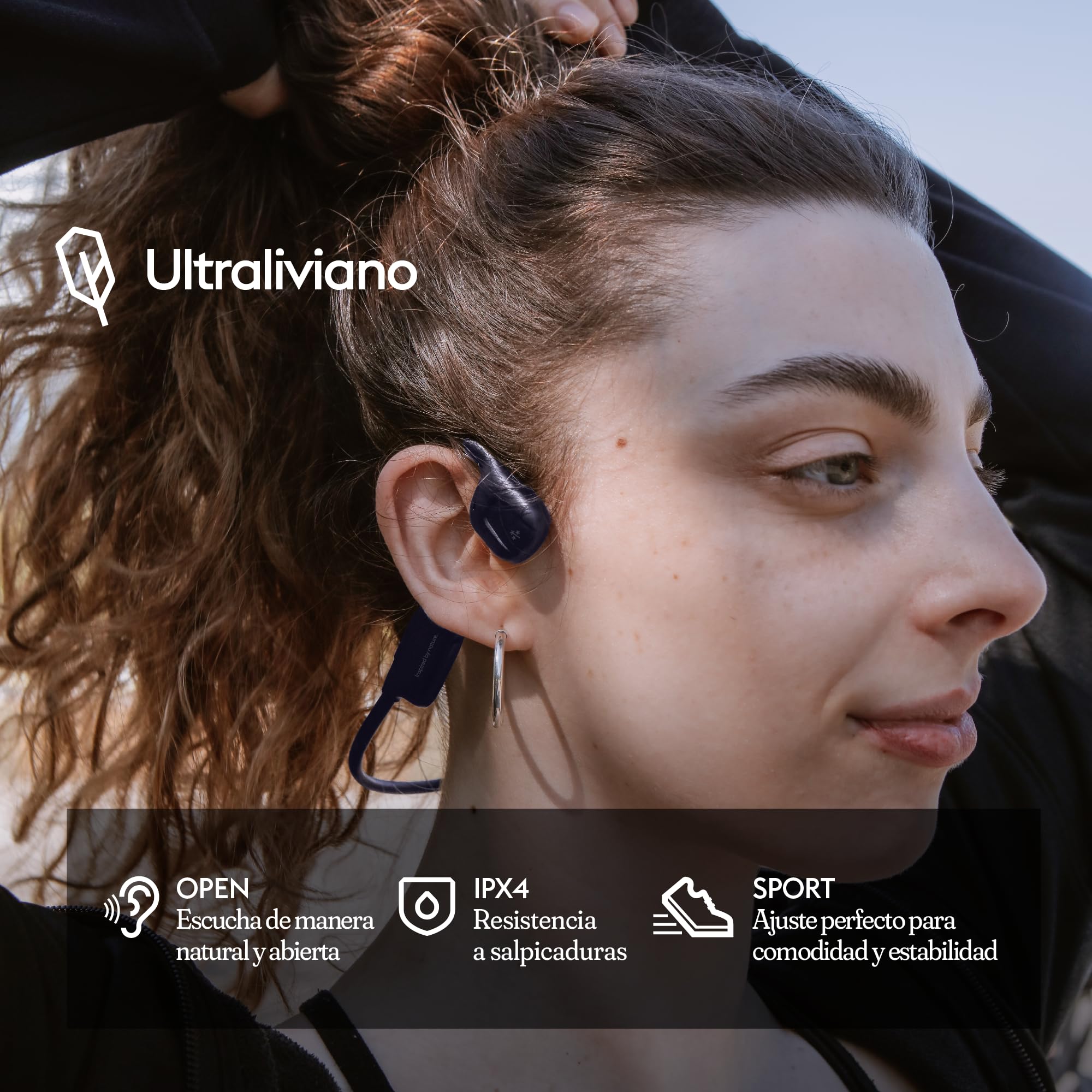HUNE Brisa Ace Headphones Air Driving, Bluetooth 5.3, Open Ear, IPX4, 17h Autonomy, Quick Charge, Recycled Plastic — view 3