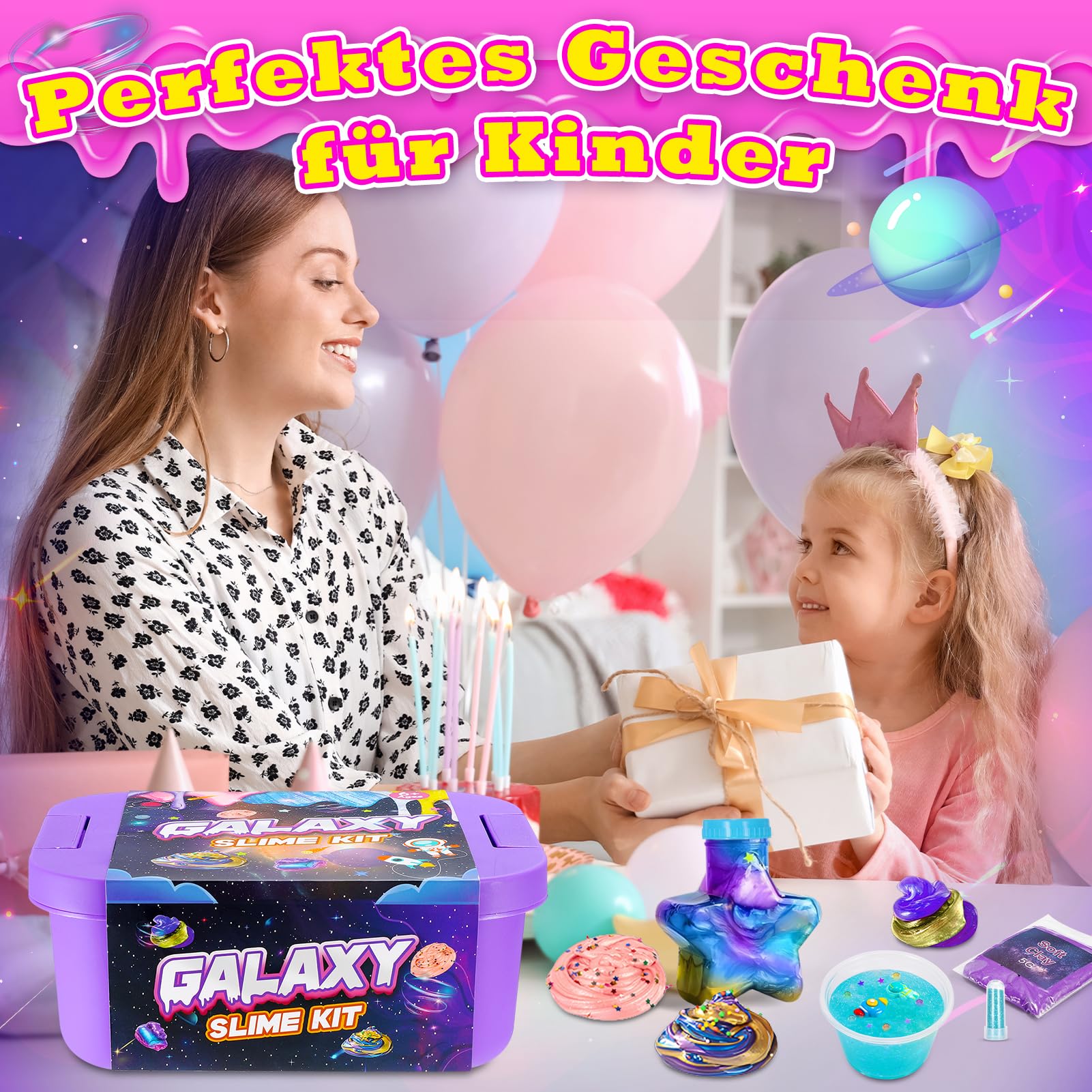 Hapikids Schleim Selber Machen Set, Schleim Kinder Oster Geschenk Mädchen 6 7 8 9 10 Jahre Galaxy Slime Set zum Selbermachen Junge 6-12 Jahre Geschenkideen DIY Set Kinder Spielzeug Schleimlabor