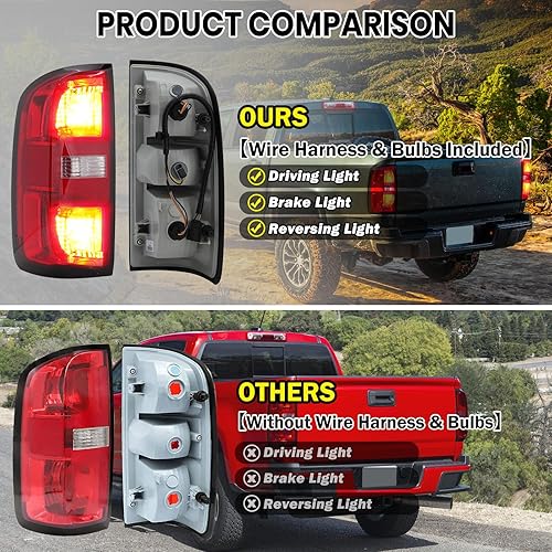 Miniatura 2 de Conjunto de luz trasera compatible con Chevy Colorado 2015, 2016, 2017, 2018, 2019, 2020, 2021, 2022, con bombillas y dureza, reemplazo 84169777