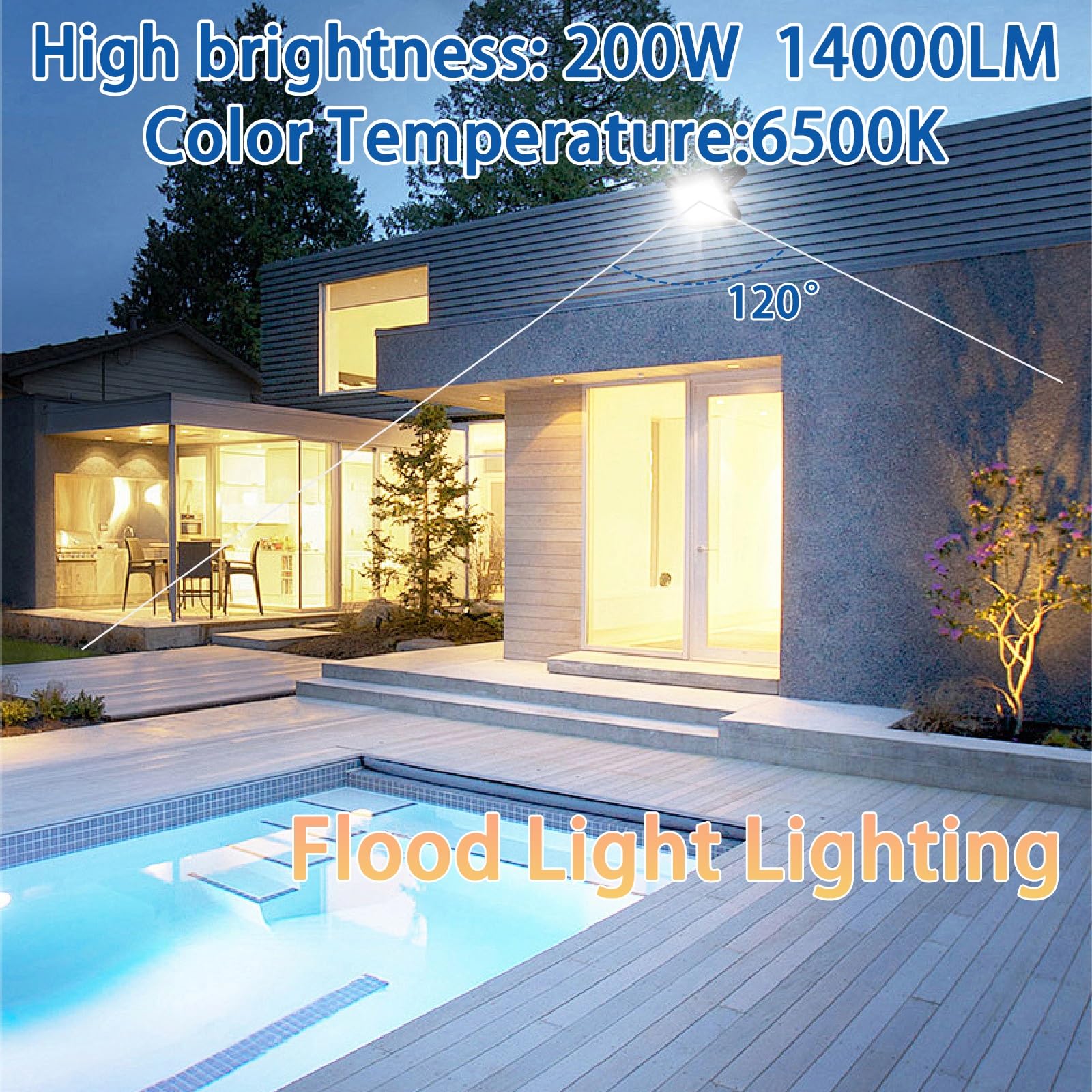 Faretto LED a Lunga Durata (50.000 Ore), Lampada da Parete cablata con Illuminazione Impermeabile IP66, faretti LED Luminosi for parcheggi Esterni(2pack,200w)