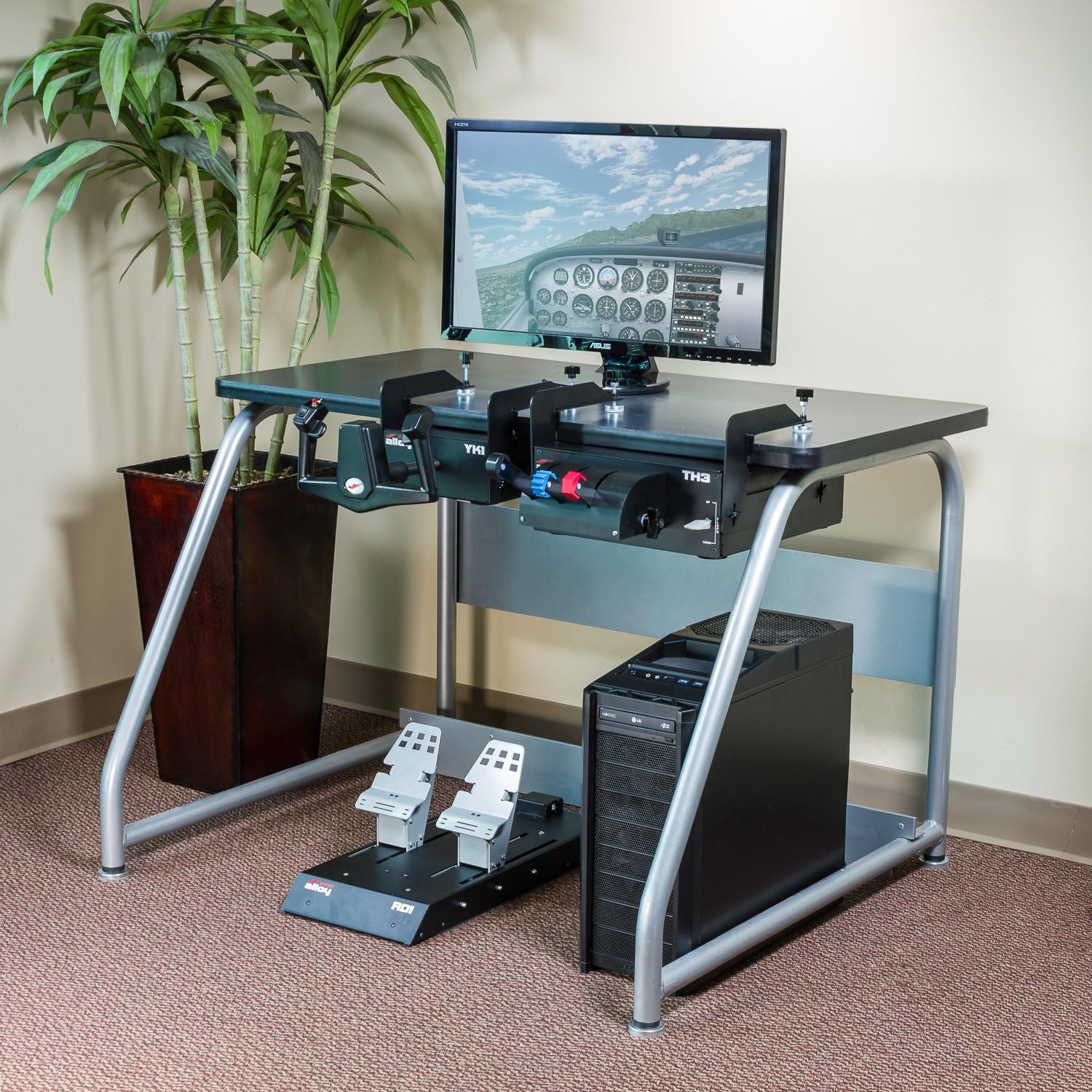 Redbird Alloy TH3 Single-Engine Simulator Throttle Quadrant, USB, Black, Flight Simulation Throttle Quadrant, PC Compatible