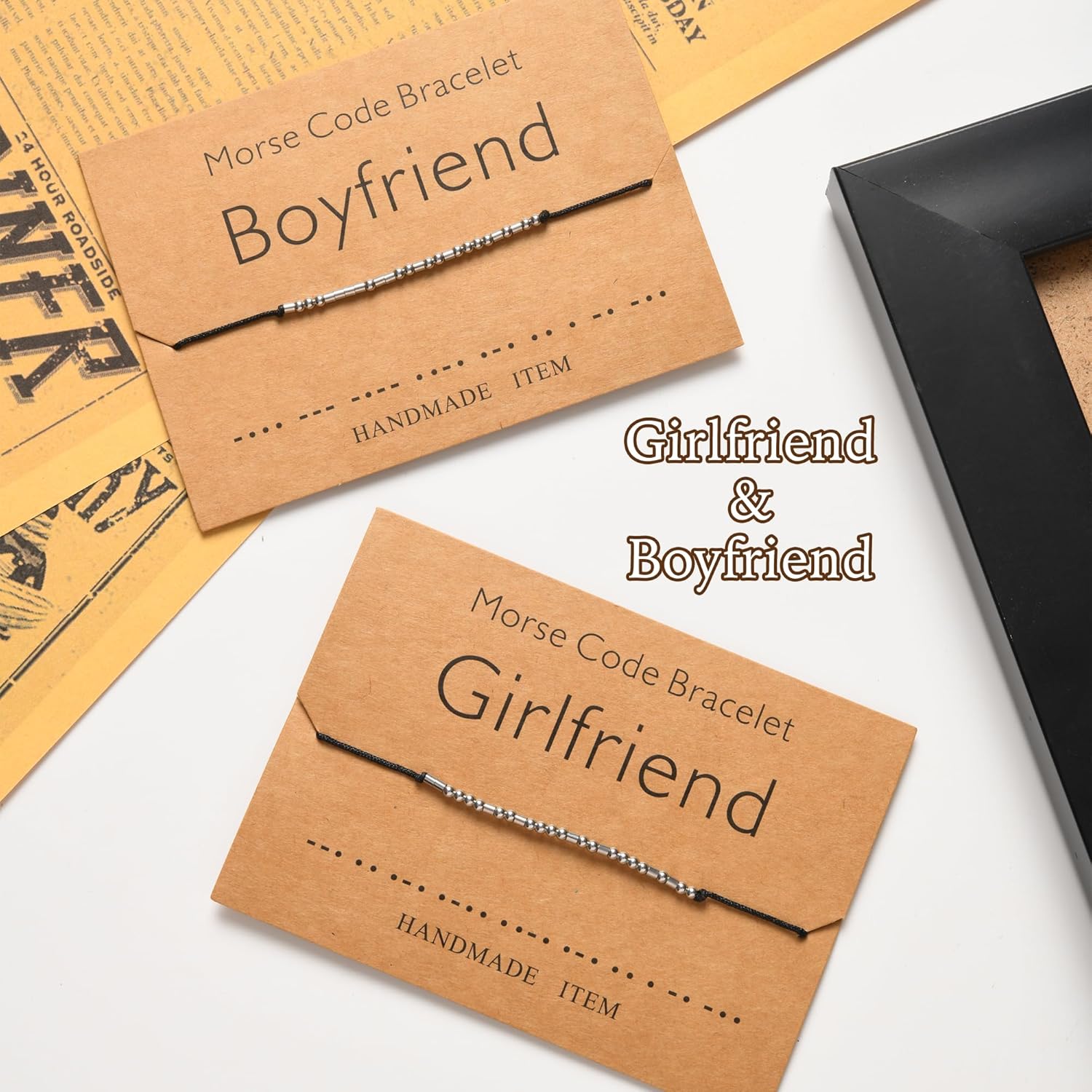 SANNYRA Adjustable Morse Code Bracelet, Secret Message Friendship Trendy Jewelry for Women, 14k Gold Plated Beads on Silk Cord Friendship Gift for Her - Image 3