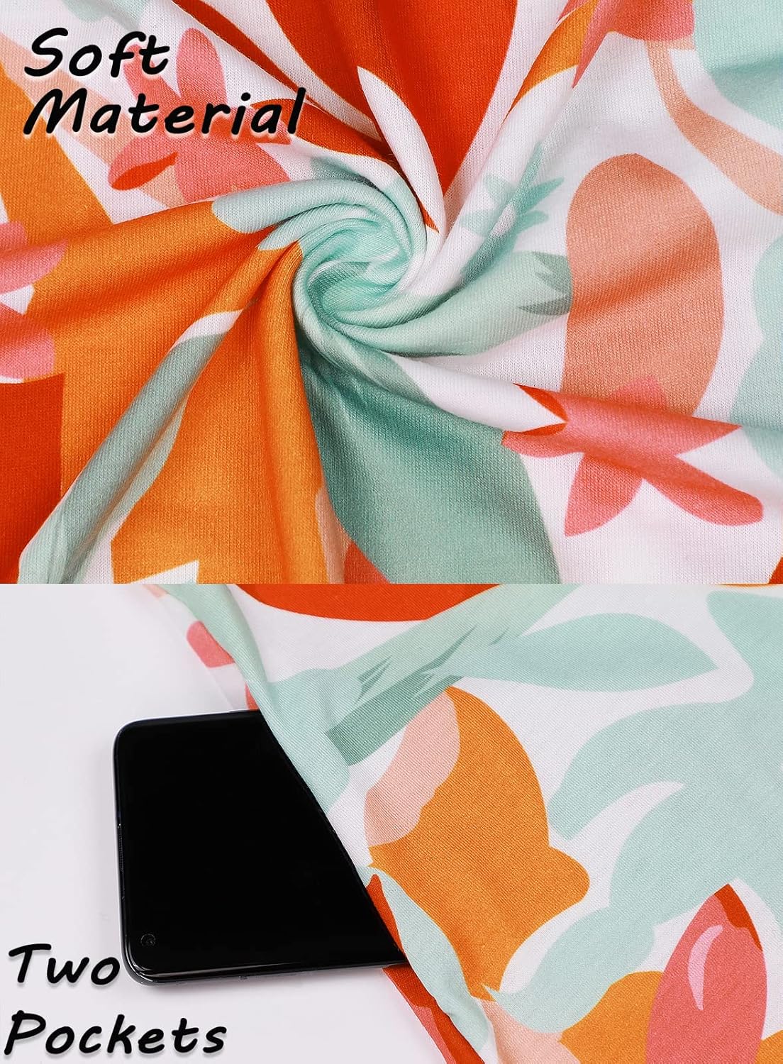 SimpleFun Summer Dresses for Women Beach Floral Tshirt Sundress Casual Pockets Boho Tank Dress Orange Floral X-Large image 4 of 5 B0BW3BS2QK