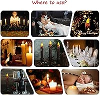 Vista 5 de CVHOMEDECO. Velas de cera real sumergidas a mano, funciona con pilas, temporizador LED, velas cónicas sin llama primitivas del país, 6-3/4 pulgadas