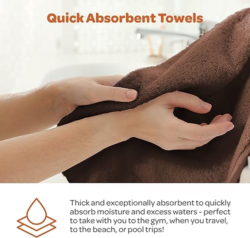 Miniatura 4 de Bedford Home Juego de toallas de secado rápido, 100% algodón, sin torsión, calidad de hotel y spa, suaves, ligeras y altamente absorbentes, para