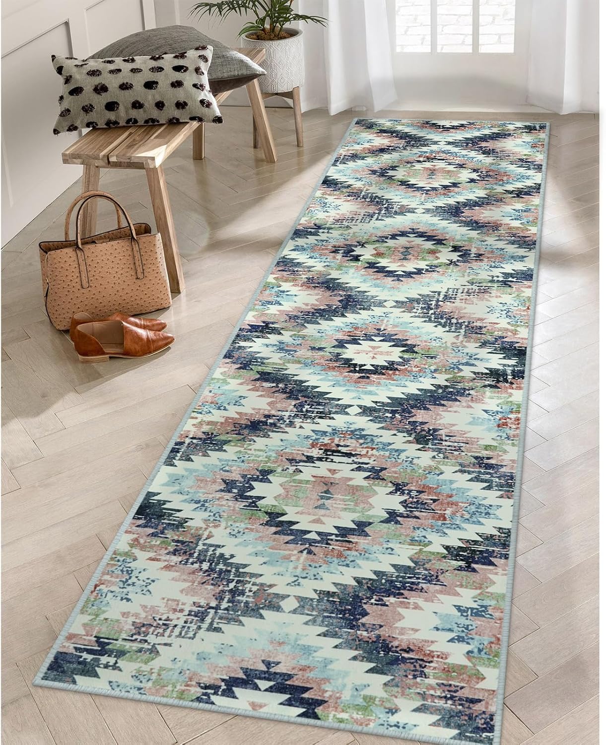 Lahome Boho Washable Hallway Runner, 2x8 Bathroom Runner