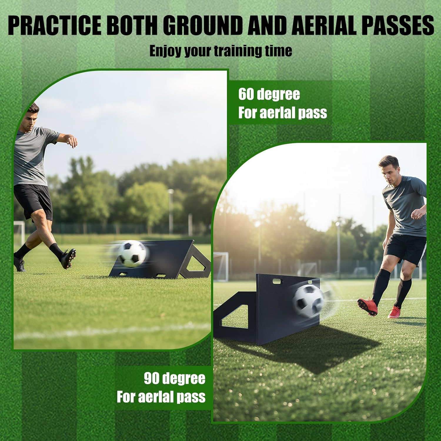 ETOYA Soccer Rebounder Board: Portable Rebound Board with 2 Angles Rebound - 100x40cm Foldable HDPE Rebound Board - Soccer Training Equipment for Passing & Shooting Practice