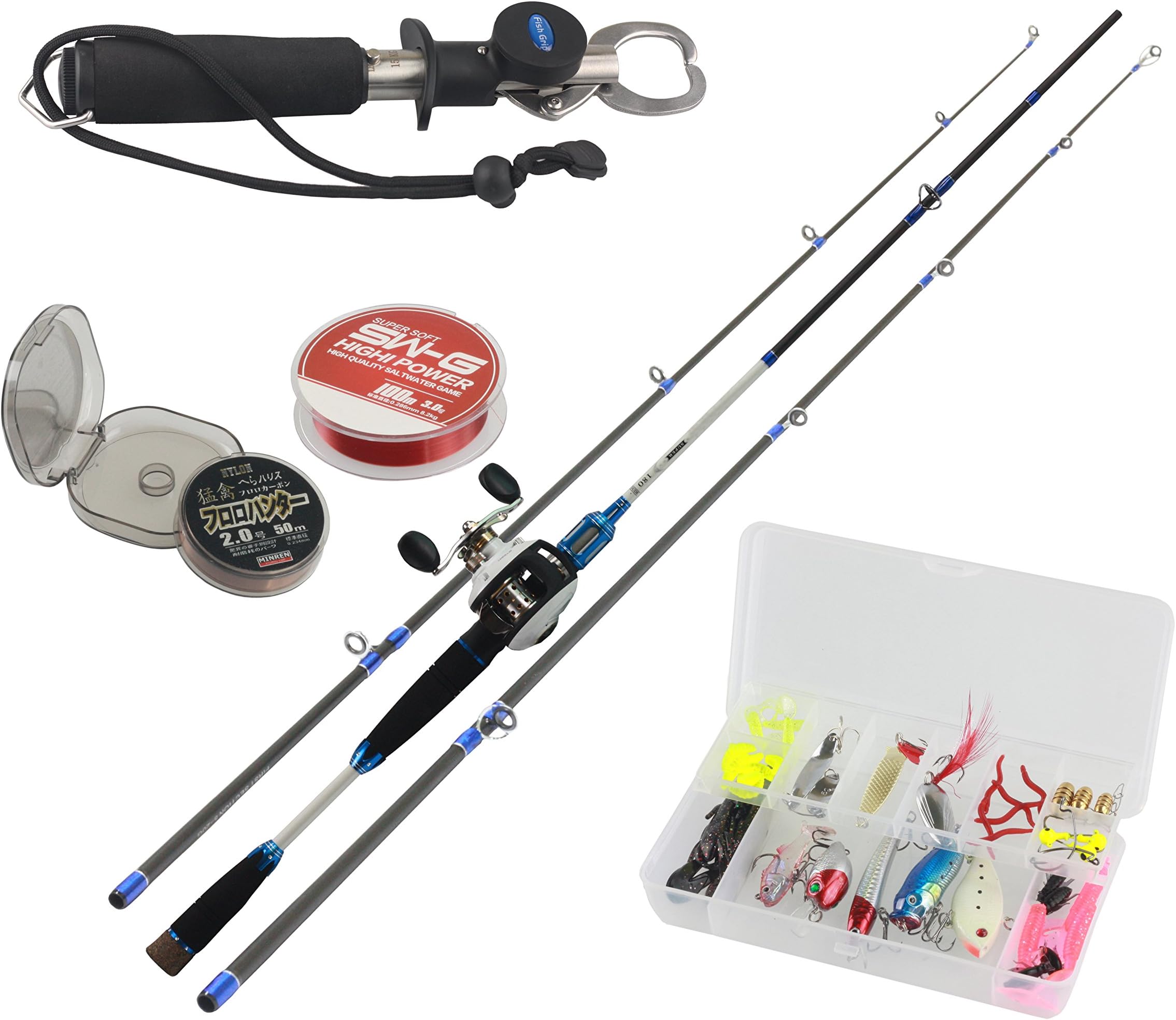 Himenlens A33 Baitcasting Fishing Rod and Reel Combos Include Line/Lure/Grip/Bag Combos, Professional Angler Combination