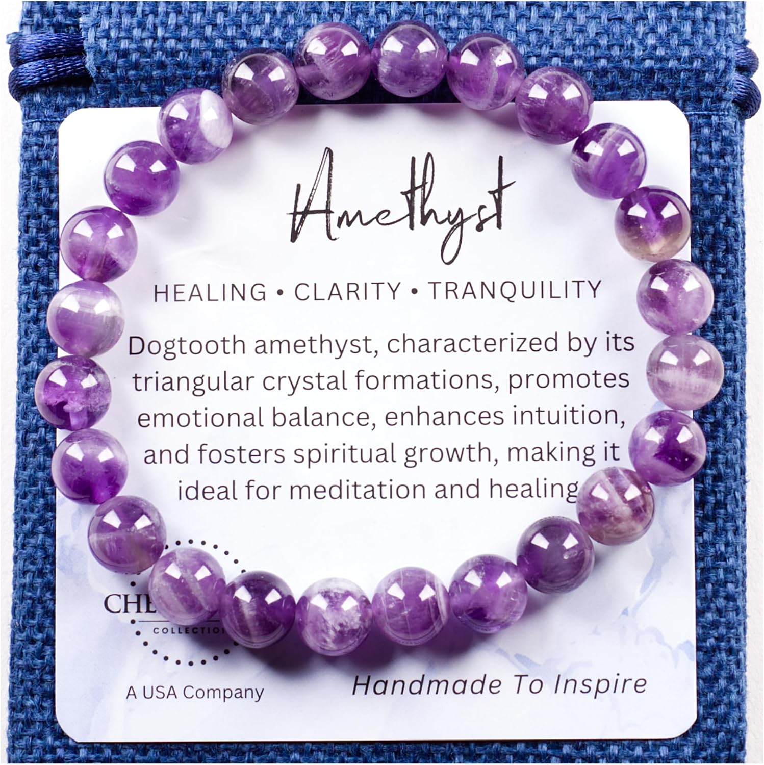 Cherry Tree Collection – Handmade Crystal Bracelets with Black Obsidian, Tiger’s Eye and 6 Other Gemstones for Men & Women – 8mm Beaded Bracelet for Healing, Protection & Positive Energy–Sizes S/M/L