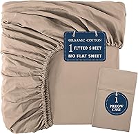 Vista 39 de LANE LINEN Sábanas ajustadas tamaño full, 100% algodón orgánico, juego de 3 piezas (1 sábana ajustada, 2 fundas de almohada), tejido percal, sábanas