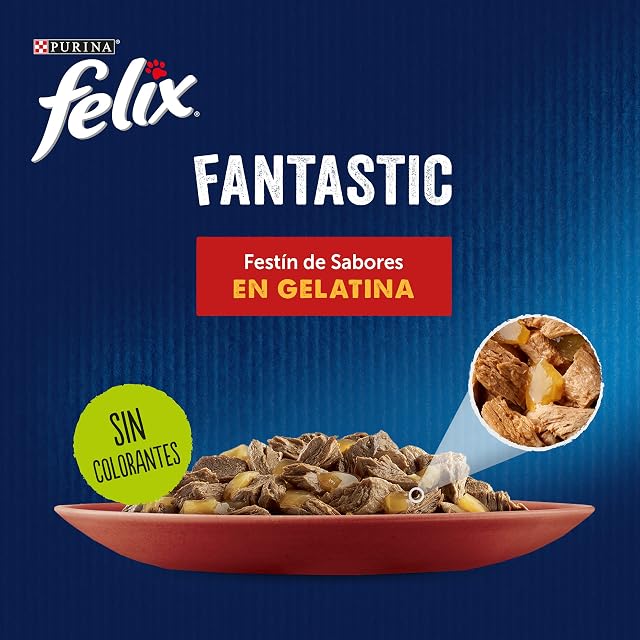 Foto 3 de 8 de Felix Fantastic Carnes comida húmeda gato 72x85 g