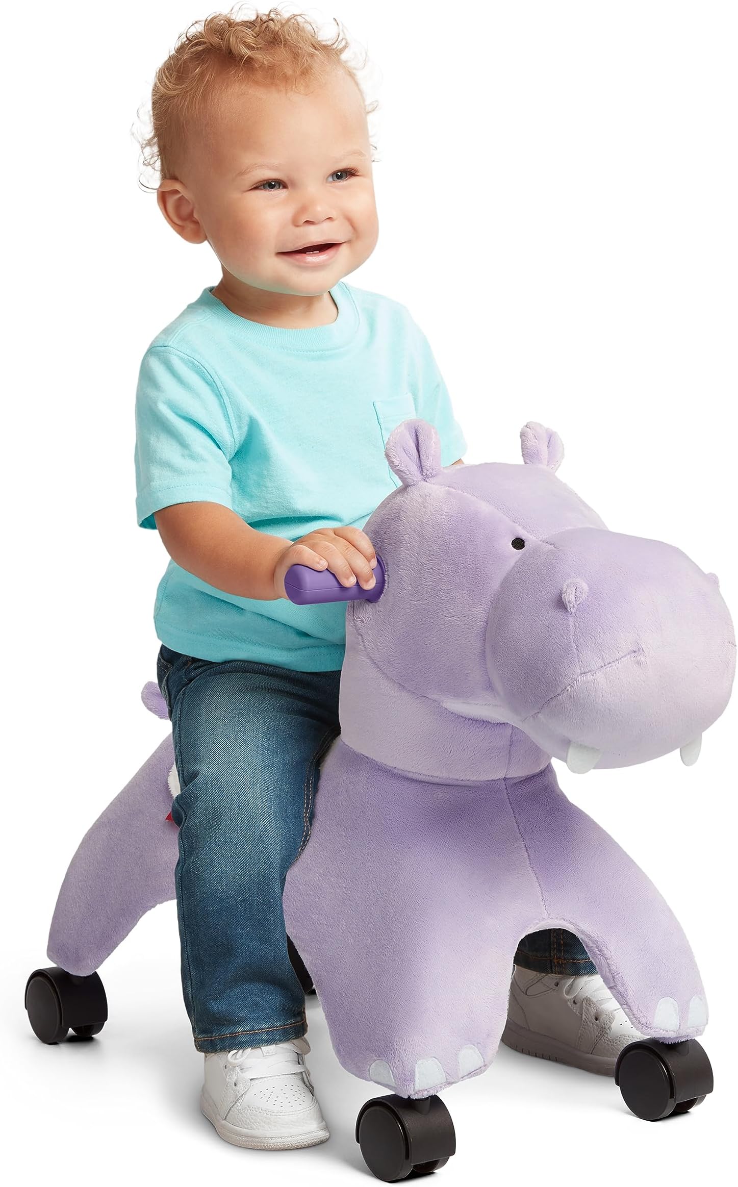 Radio Flyer Holly the Rolling Hippo Ride On, Ages 1-3, EZ-Glide 360-degree Wheels, Easy Grip Handles, Soft Plush Face, Ideal for Active and Imaginative Play, Toddler Ride On Toys