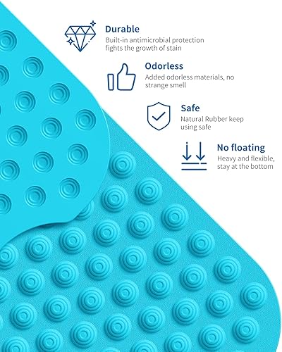 Miniatura 3 de Tapete para bañera antideslizante sin ventosas, 39 x 16 pulgadas, extra largo, para ducha, baño, lavable a máquina, de goma natural (39 x 16