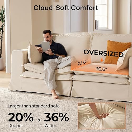 Miniatura 3 de Sofá modular de gran tamaño de 162.2 pulgadas, funda extraíble y lavable, cómodos sofás seccionales para sala de estar, tela apta para mascotas,