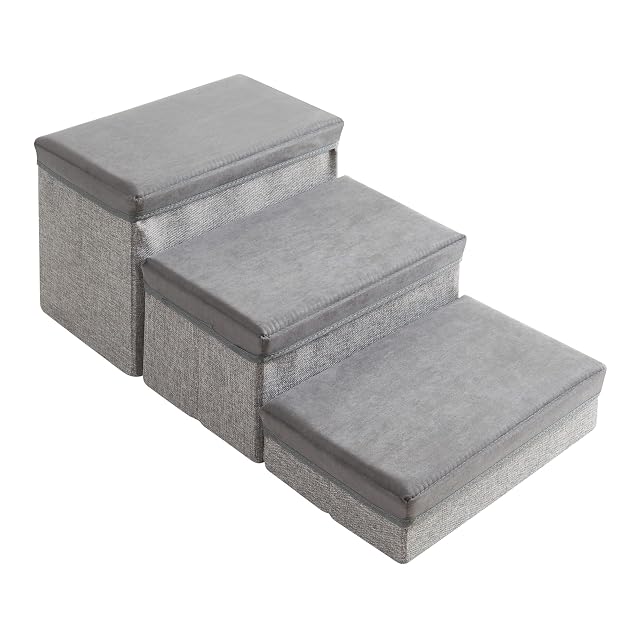 Foto 5 de 8 de [en.casa] Escalera para Perros Vojens 75x40x30 cm Gris