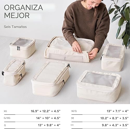 Miniatura 3 de Aerotrunk Cubos de embalaje de compresión para viajes, bolsas organizadoras de equipaje, cubos de embalaje con doble cremallera para maletas